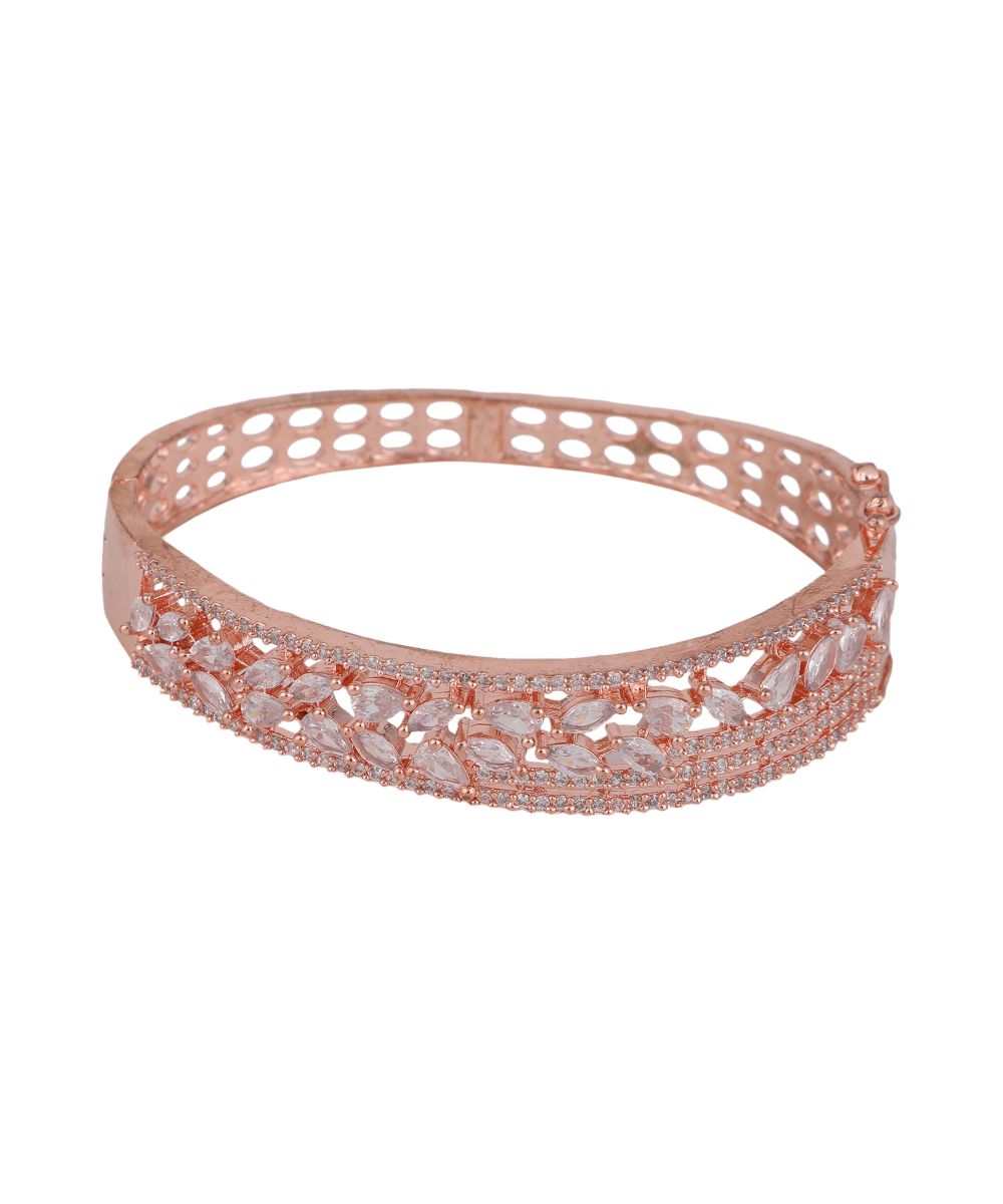 Women's American Diamond Rose Gold Style Statement Bracelet