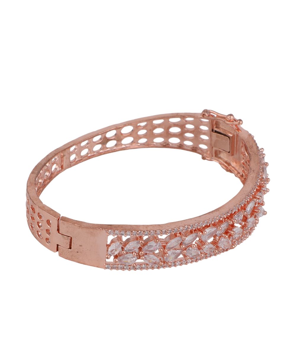 Women's American Diamond Rose Gold Style Statement Bracelet