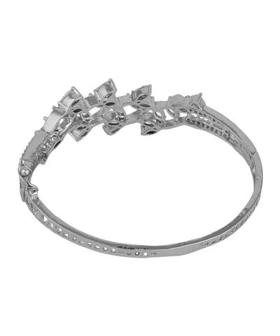 Women's American Diamond Silver color Style Statement Leaf Shaped Bracelet