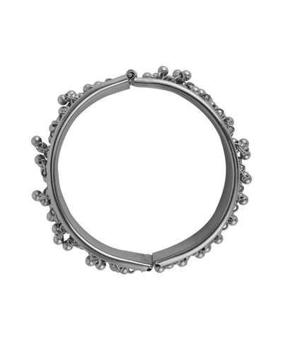 Women's Contemporary Oxidised Broad Bracelet with ghungru studded