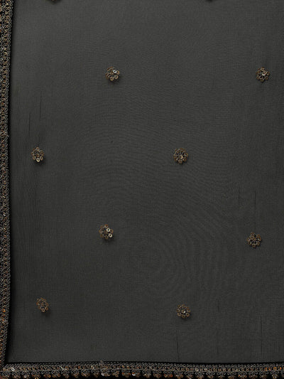 Women's Black Velvet Hand Work Kurta Pant With Net Dupatta Set