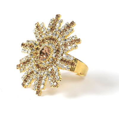 Women's Gold-Plated Ad Studded Adjustable Finger Ring