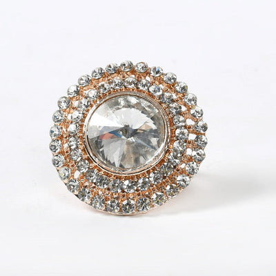 Women's Gold-Plated Stone Studded Adjustable Finger Ring