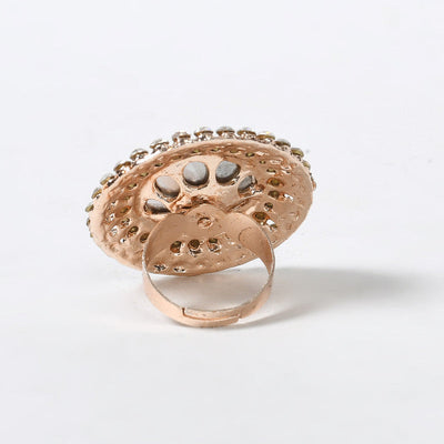 Women's Gold-Plated Stone Studded Adjustable Finger Ring