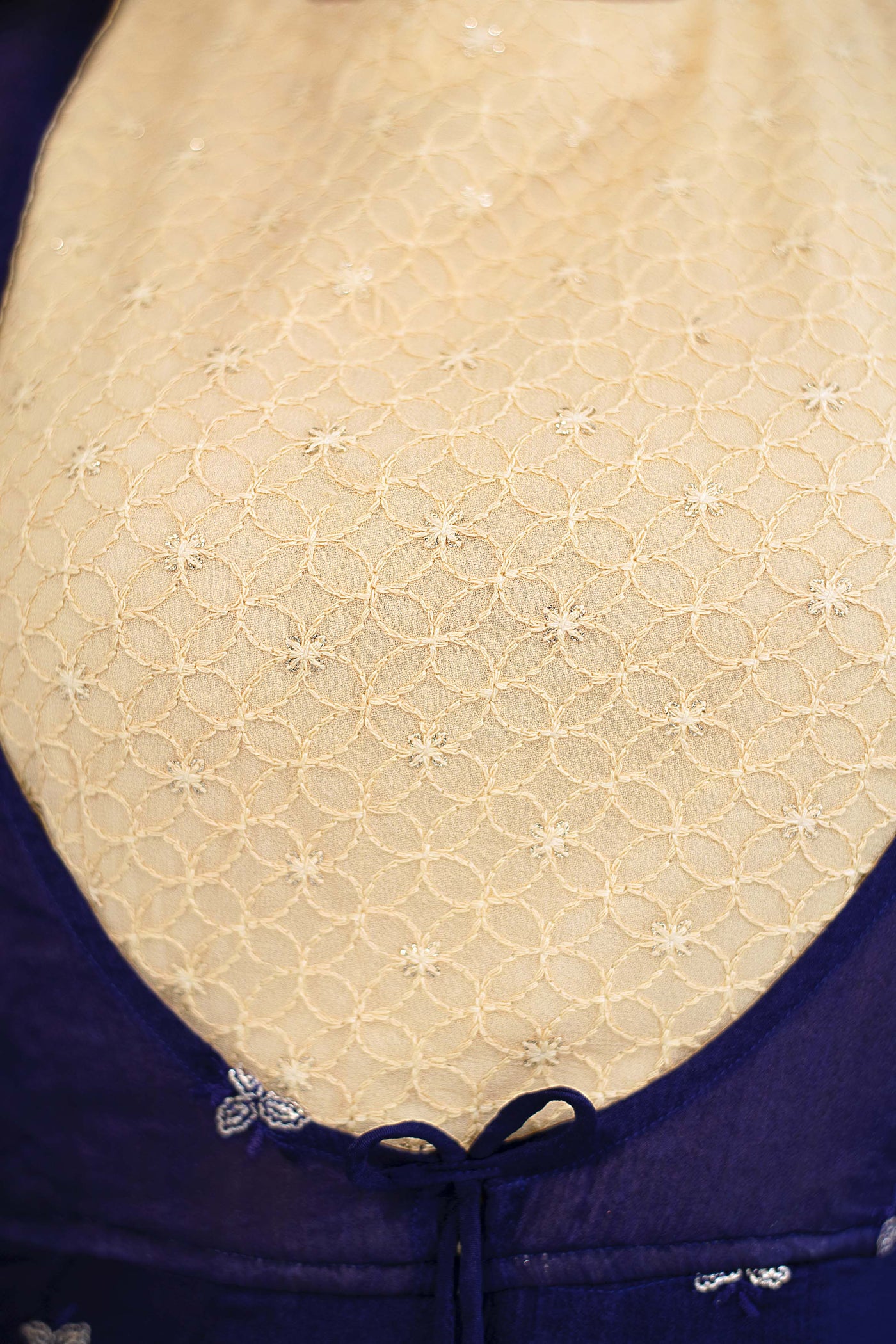 Women's Deep Blue and Beige Gown