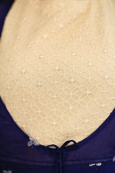 Women's Deep Blue and Beige Gown