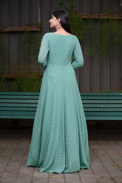 Women's Thread Work Gown With Can Can (1pc set)