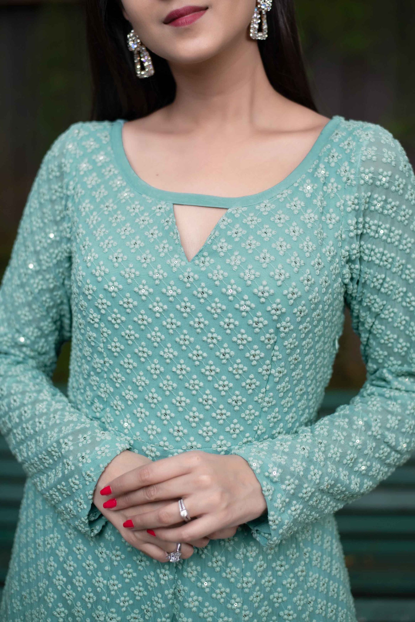 Women's Thread Work Gown With Can Can (1pc set)