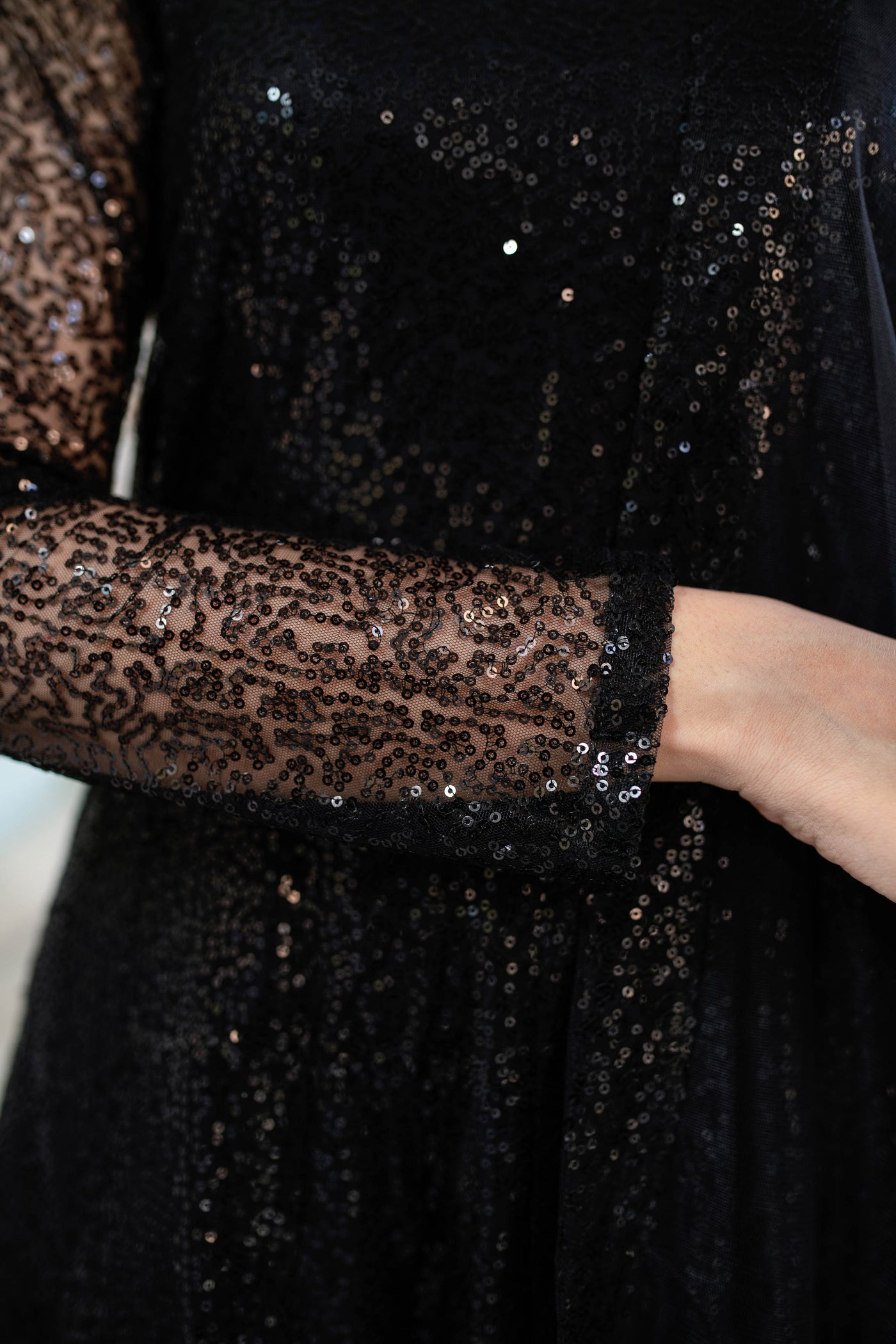 Women's Black Sequin Anarkali Set (3pcs set)