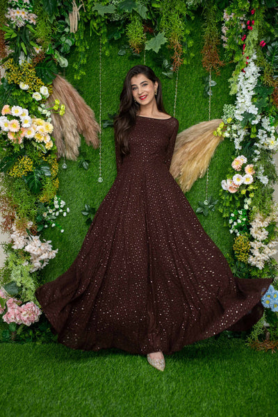 Women's Brown Ethnic Gown