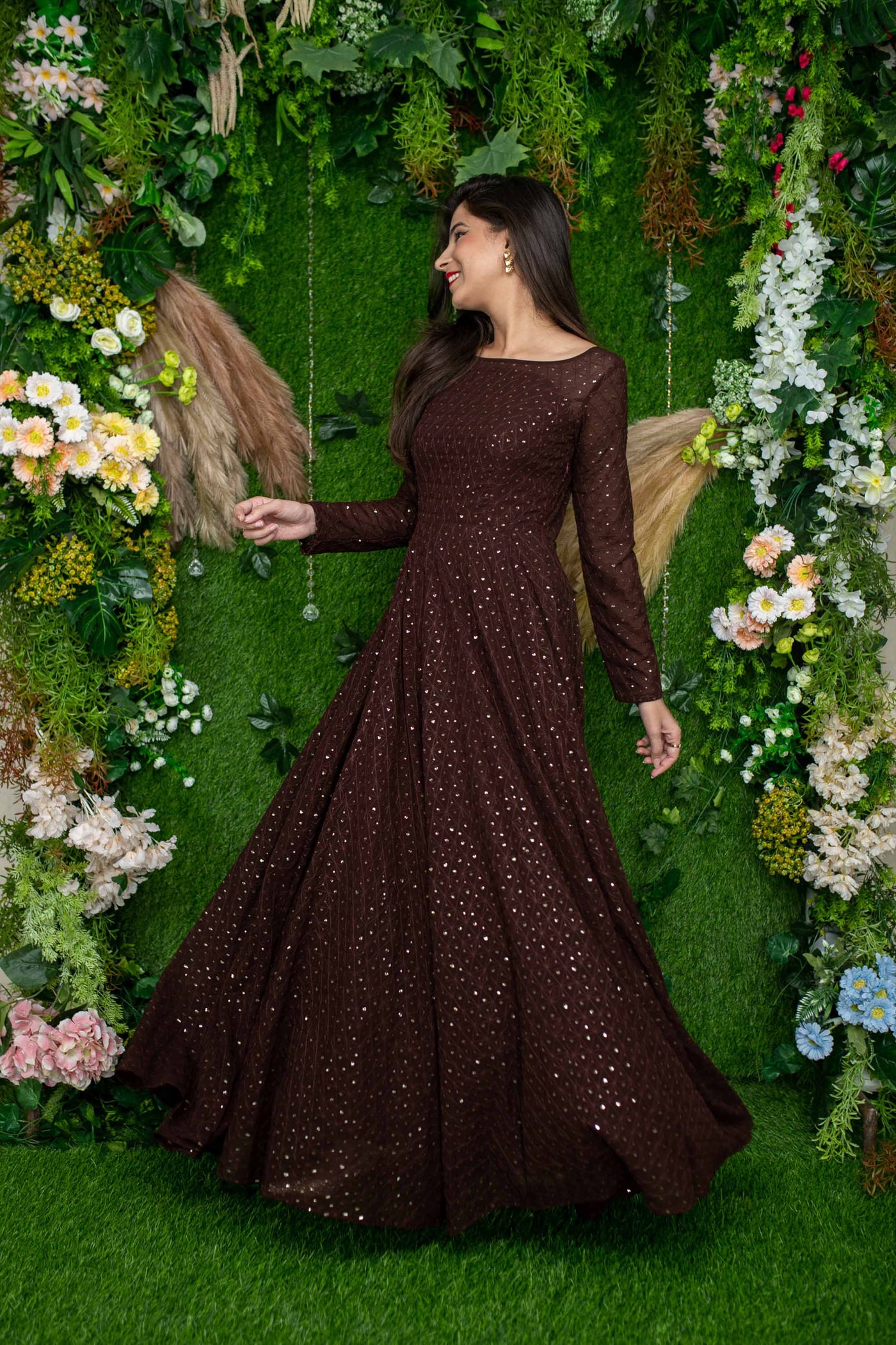 Women's Brown Ethnic Gown