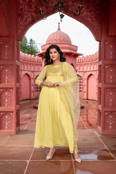 Women's Light Yellow Nayra Kurta Set
