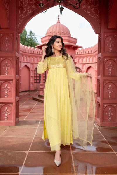 Women's Light Yellow Nayra Kurta Set