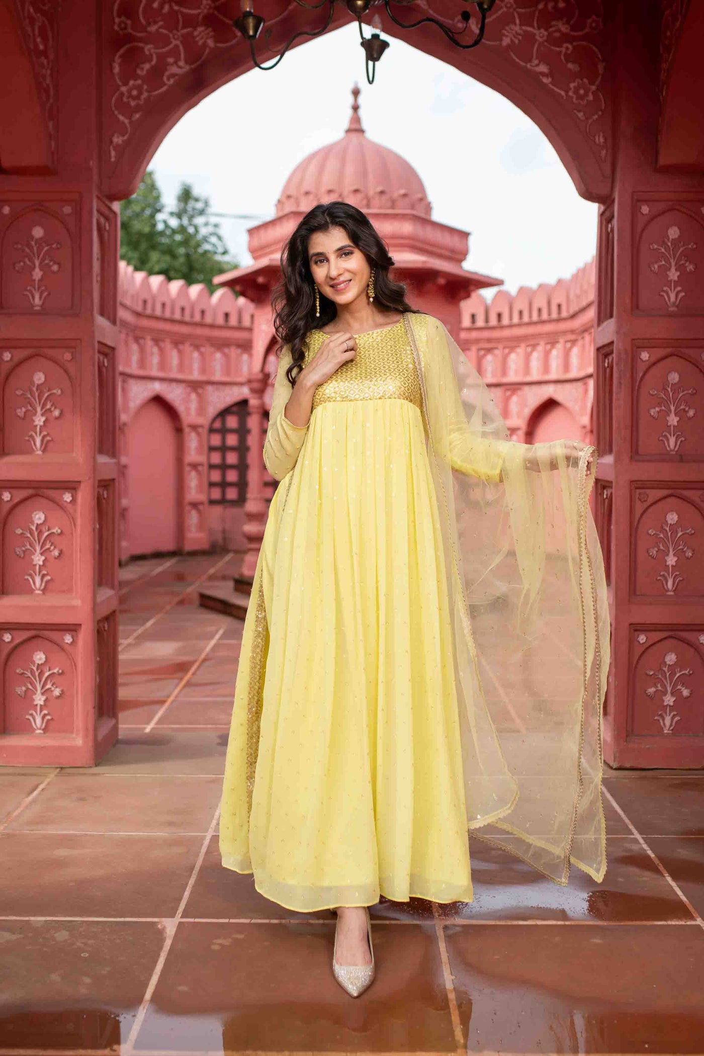 Women's Light Yellow Nayra Kurta Set