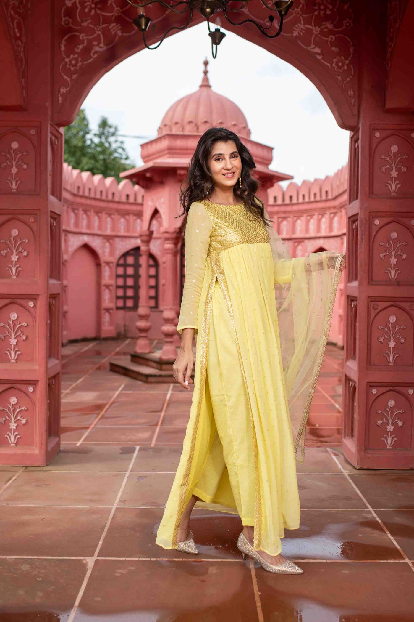 Women's Light Yellow Nayra Kurta Set