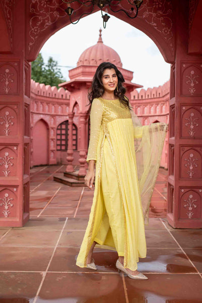 Women's Light Yellow Nayra Kurta Set