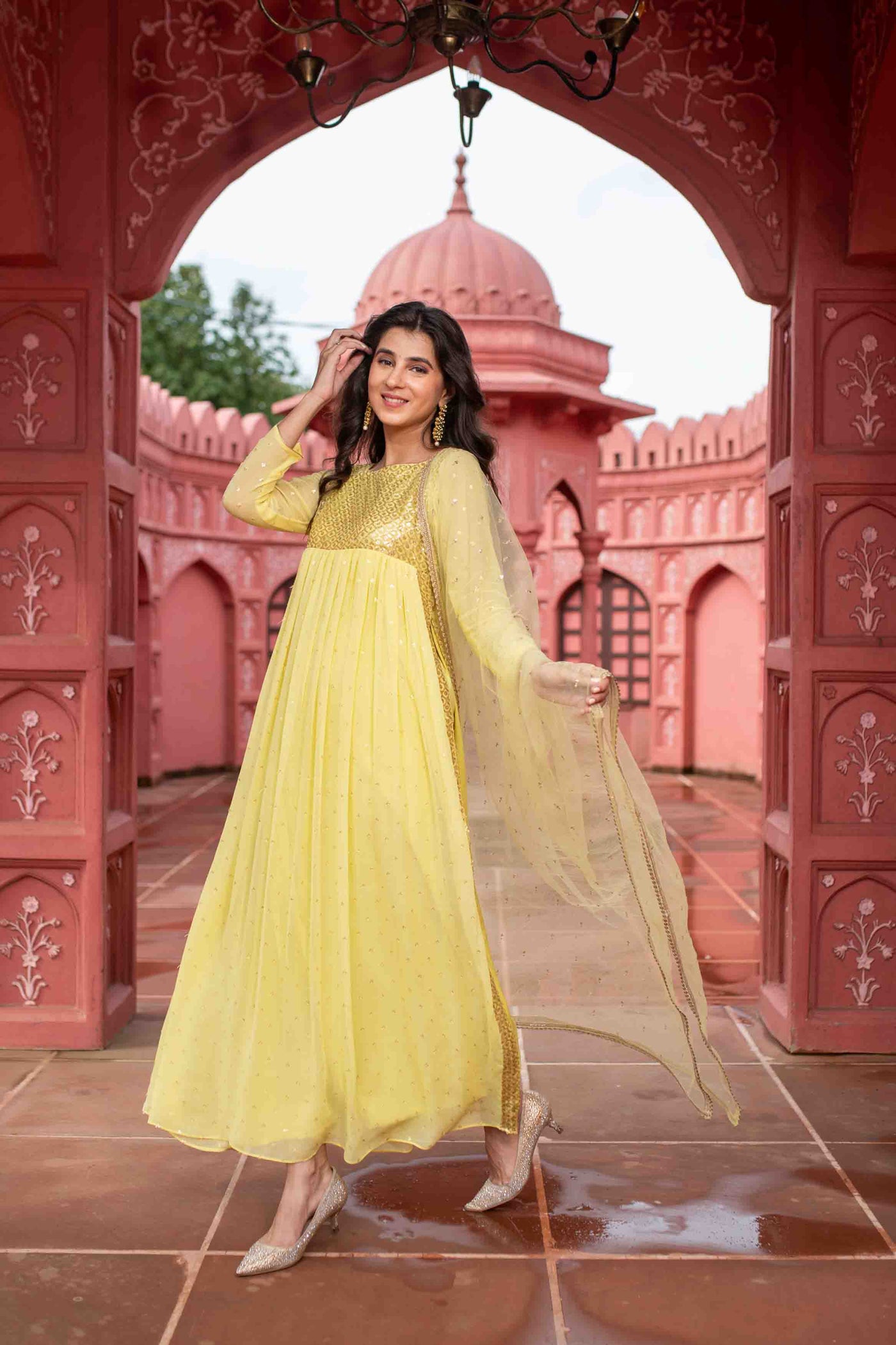 Women's Light Yellow Nayra Kurta Set