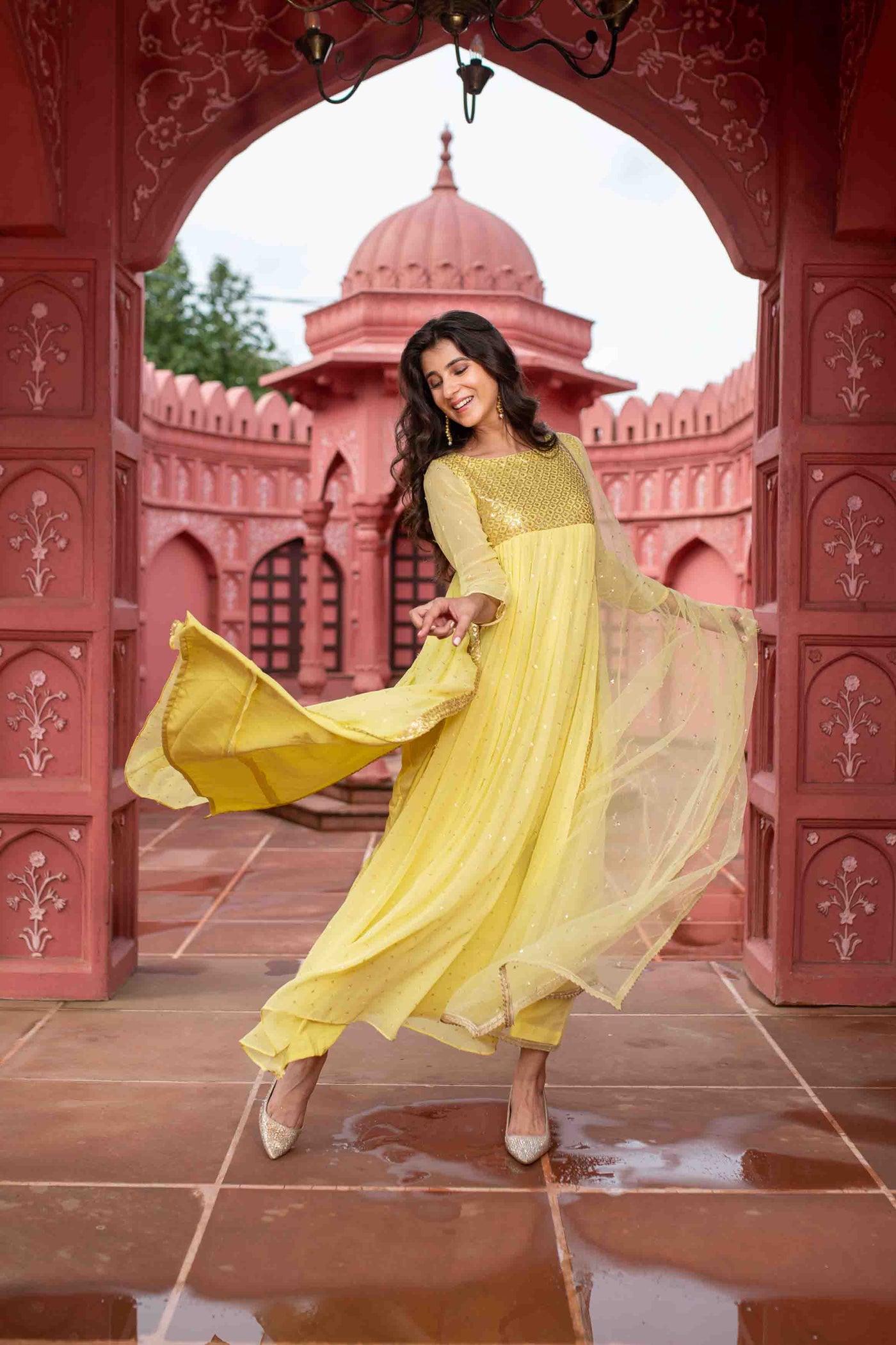 Women's Light Yellow Nayra Kurta Set