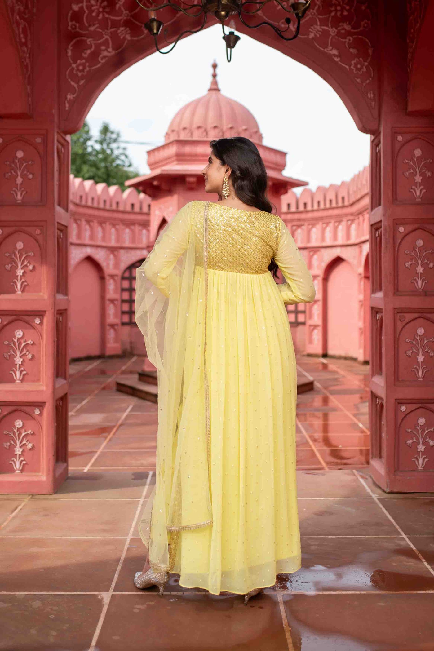 Women's Light Yellow Nayra Kurta Set