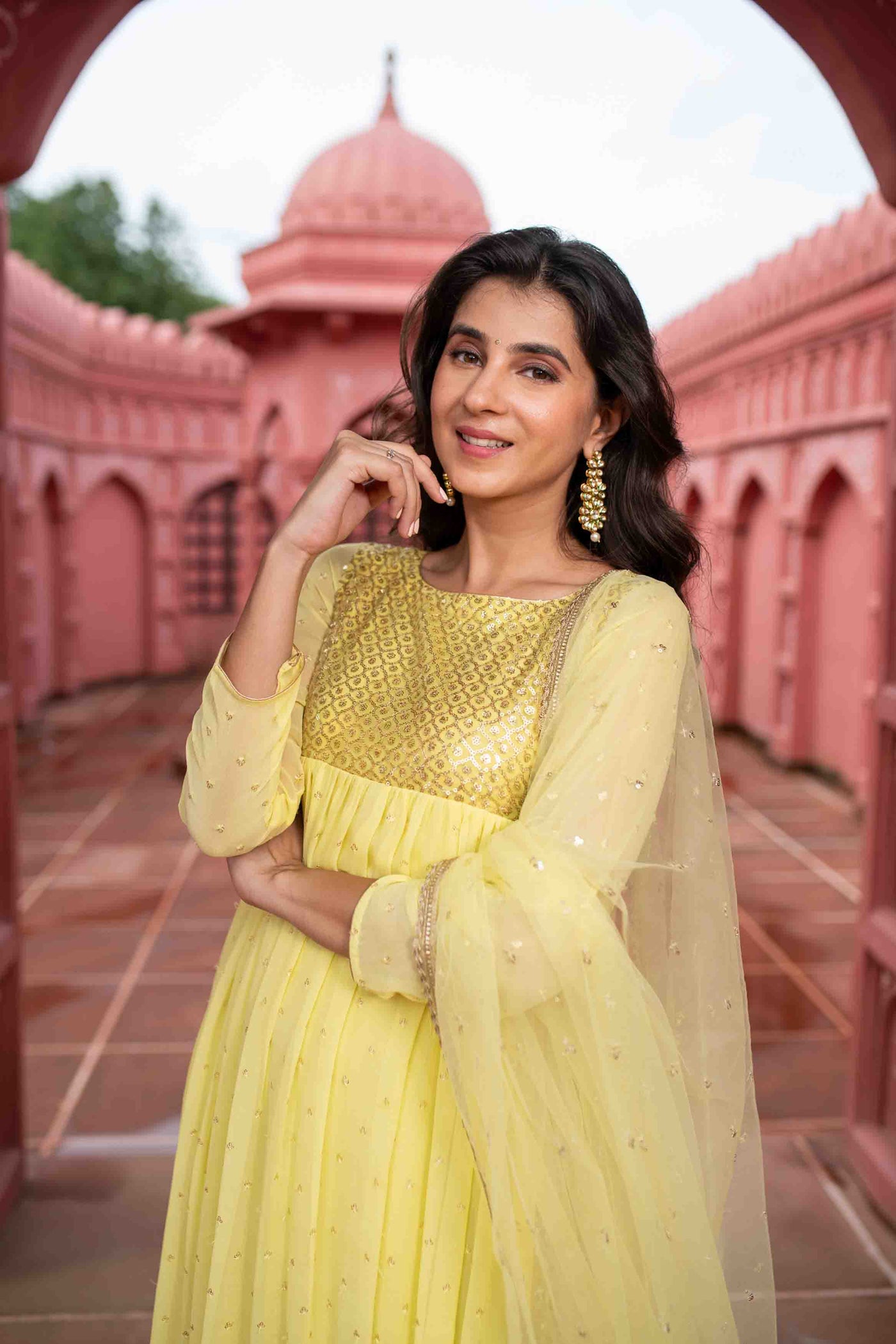 Women's Light Yellow Nayra Kurta Set