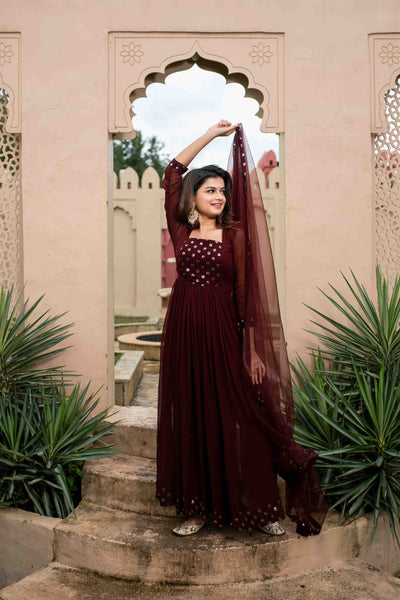 Women's Maroon nayra cut kurta set