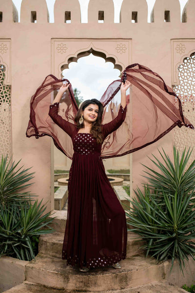 Women's Maroon nayra cut kurta set