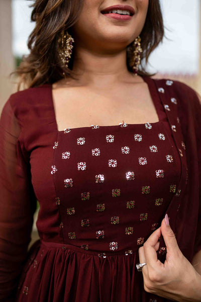 Women's Maroon nayra cut kurta set