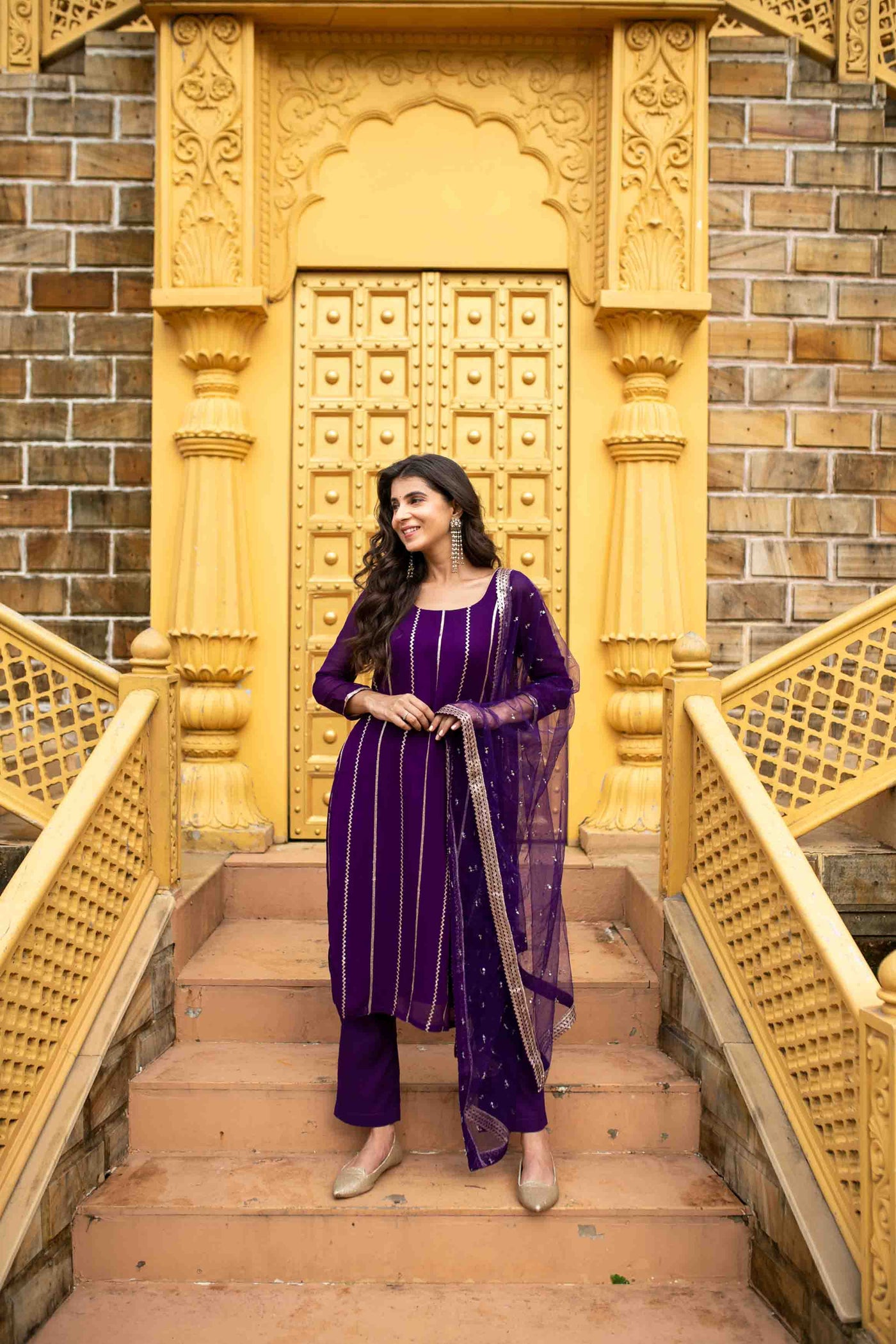 Women's Purple Georgette Kurta Set
