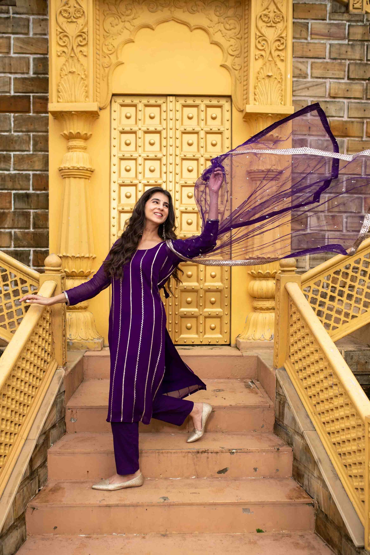 Women's Purple Georgette Kurta Set