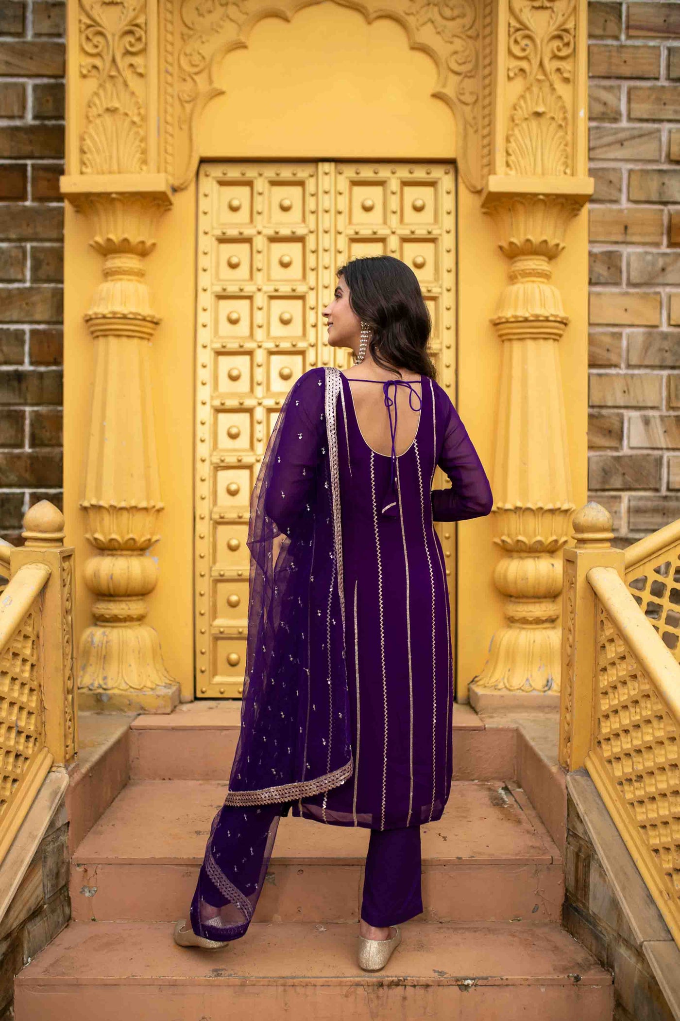 Women's Purple Georgette Kurta Set
