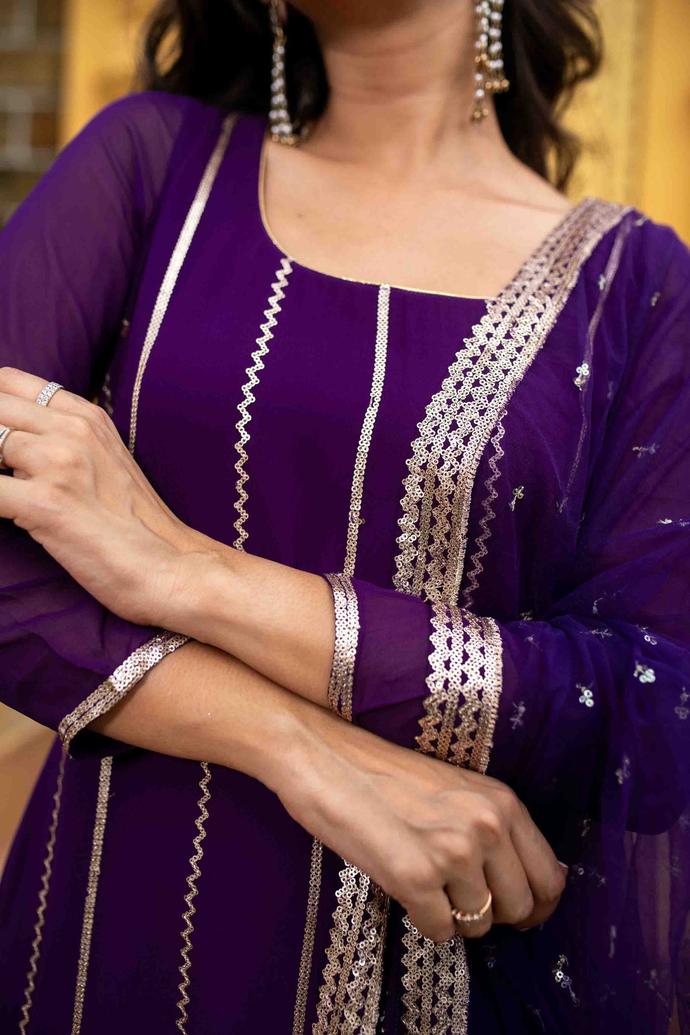 Women's Purple Georgette Kurta Set