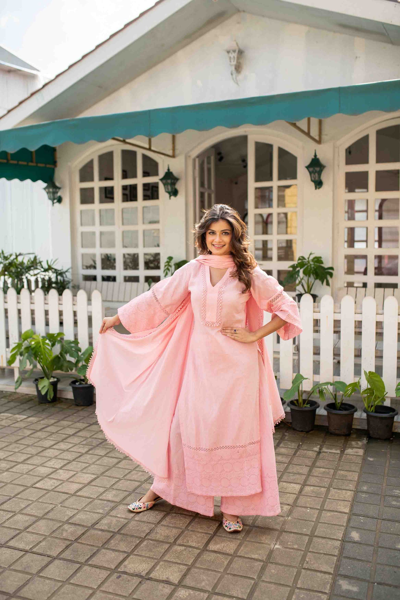 Women's Pink Cotton Kurta Set