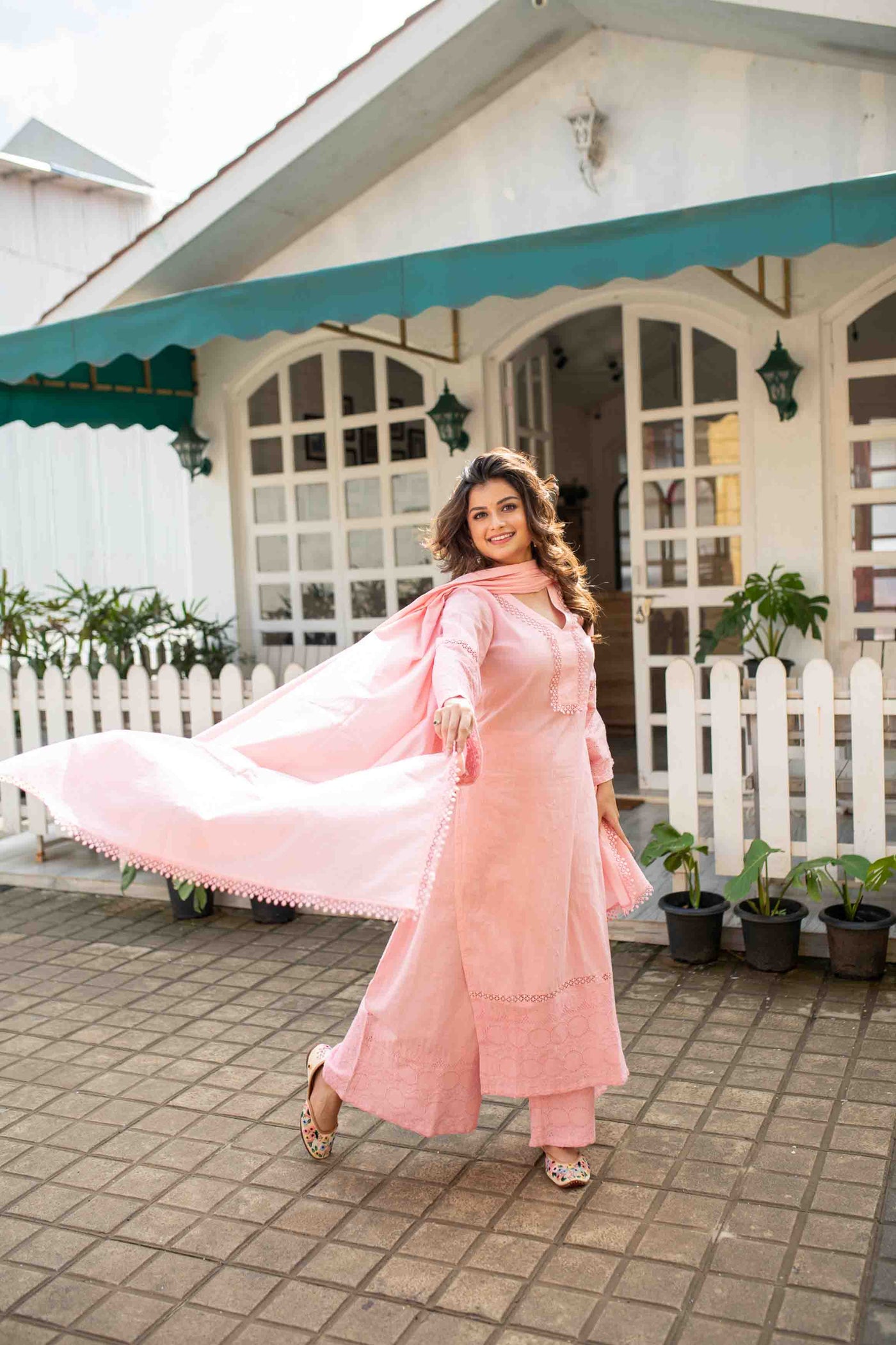 Women's Pink Cotton Kurta Set