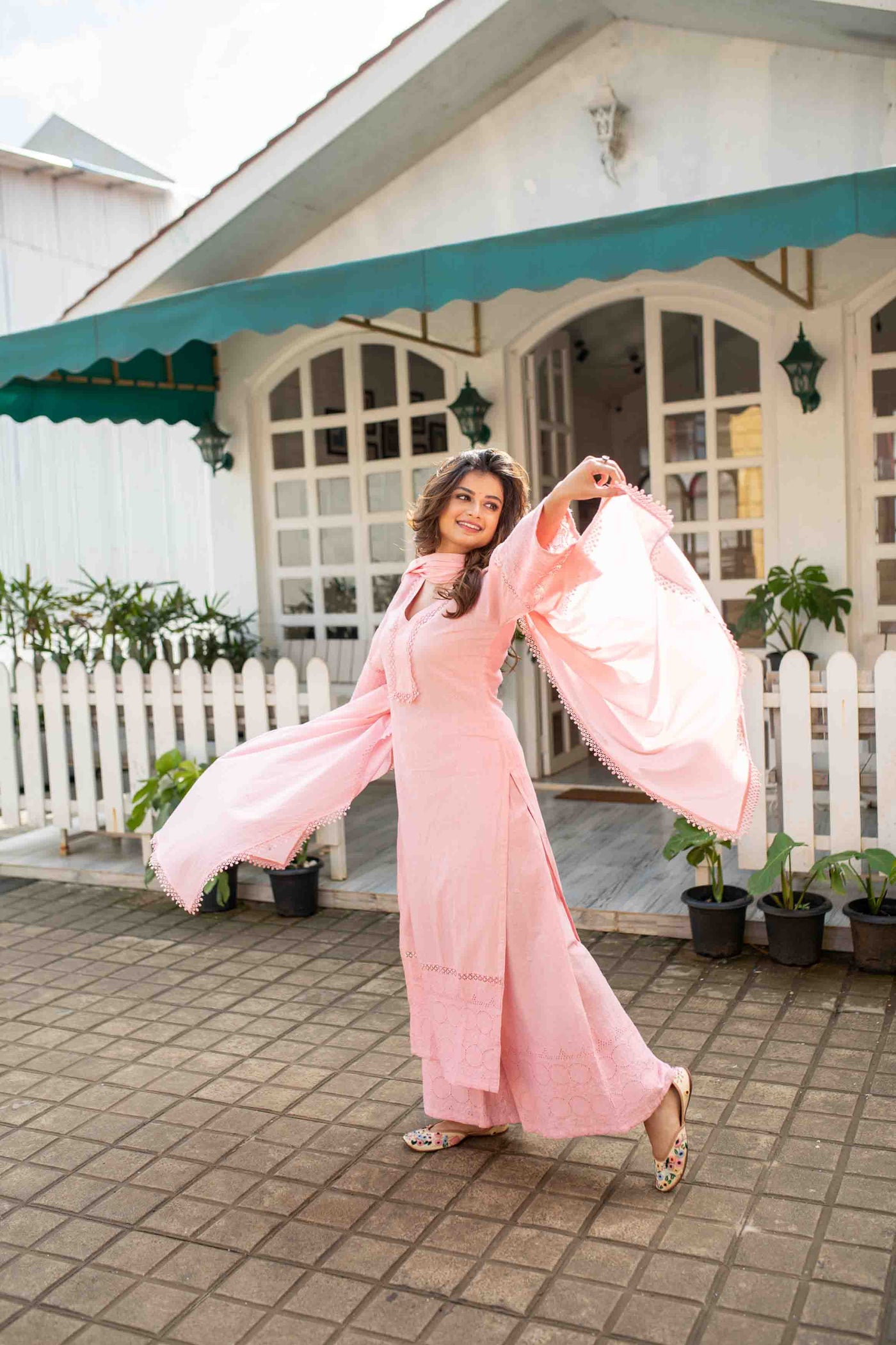 Women's Pink Cotton Kurta Set