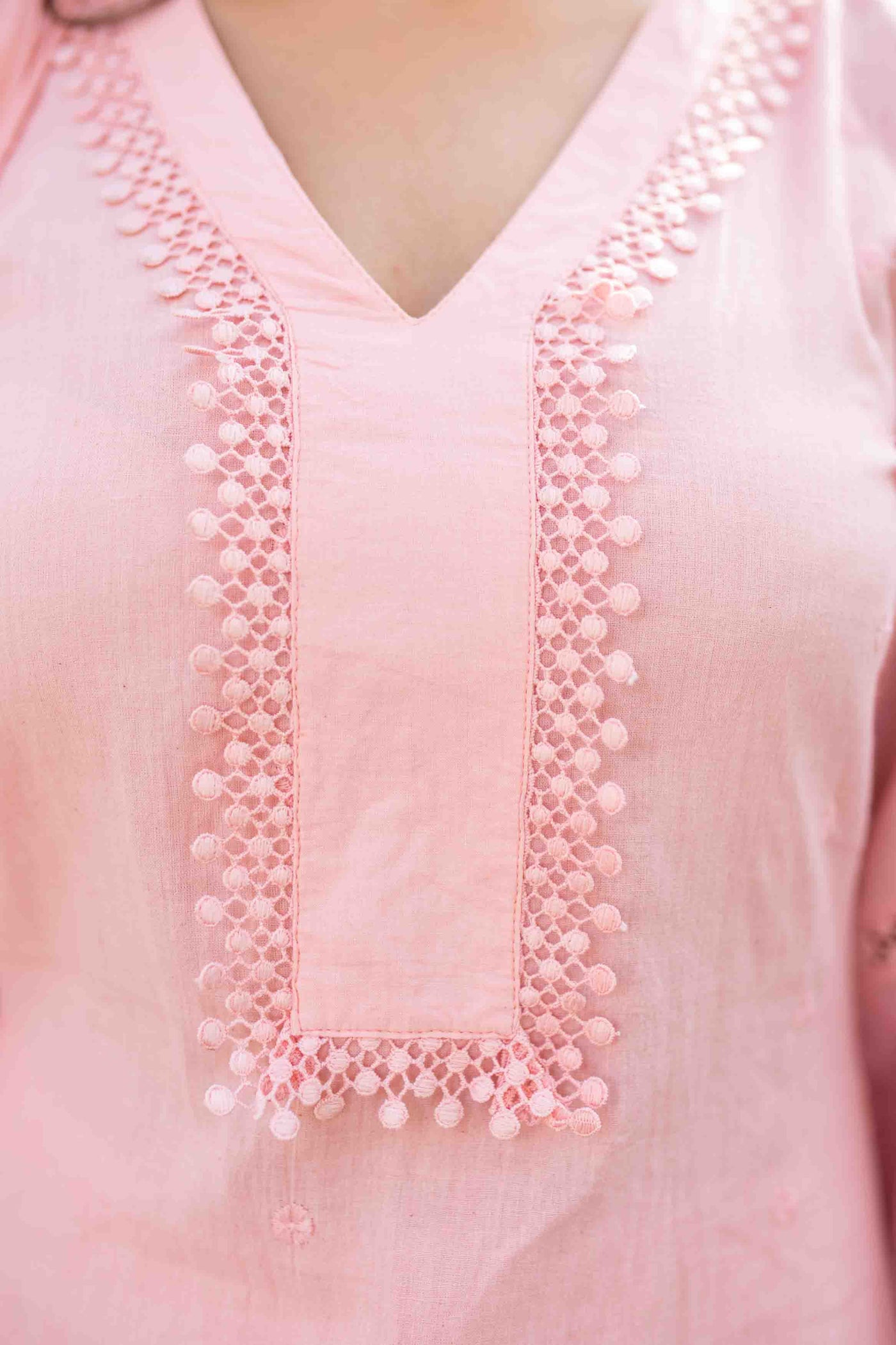 Women's Pink Cotton Kurta Set