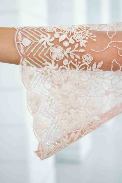 Women's Peach Pakistani Thread Work Kurta Set