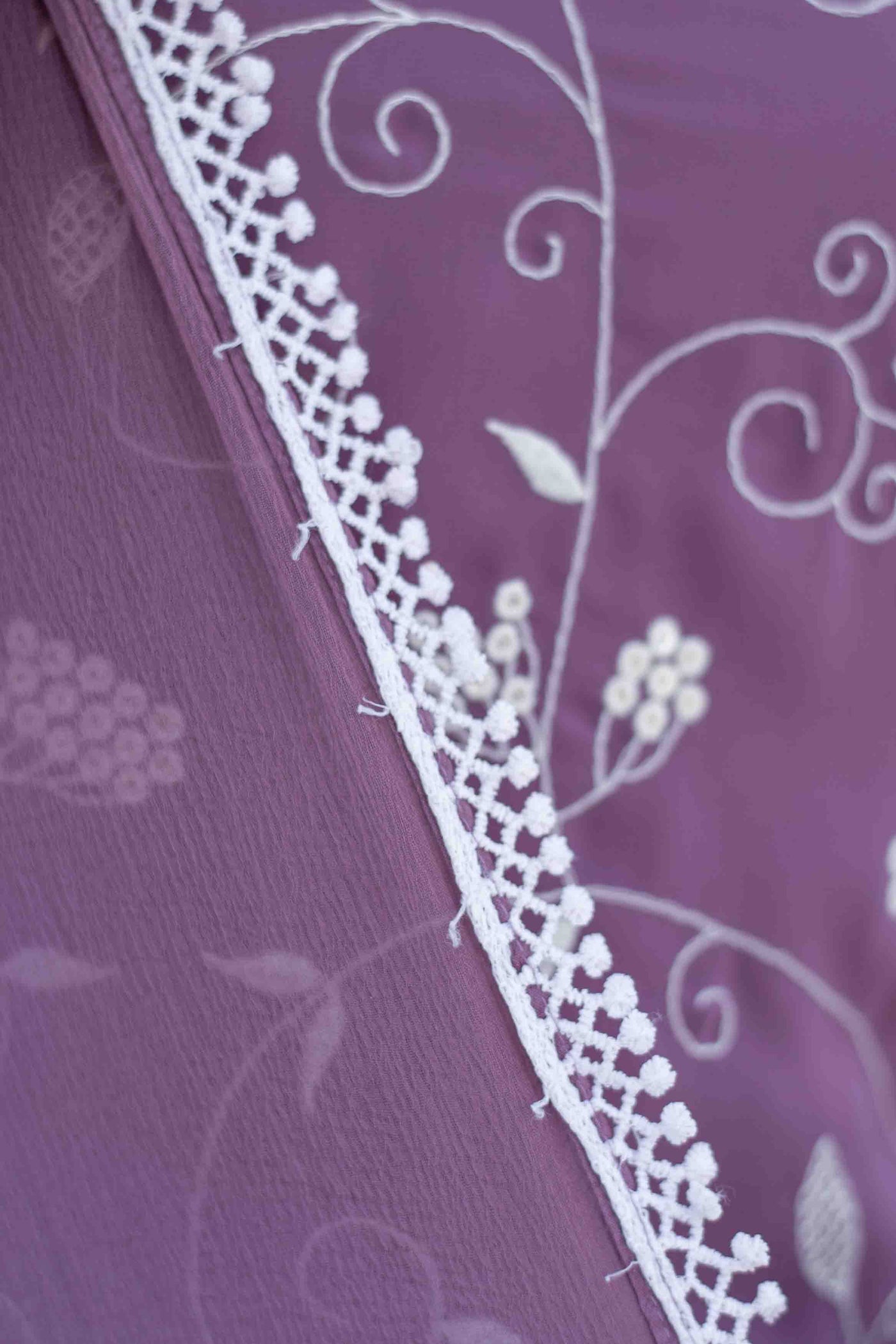 Women's Lilac Thread Work Georgette Kurta Set