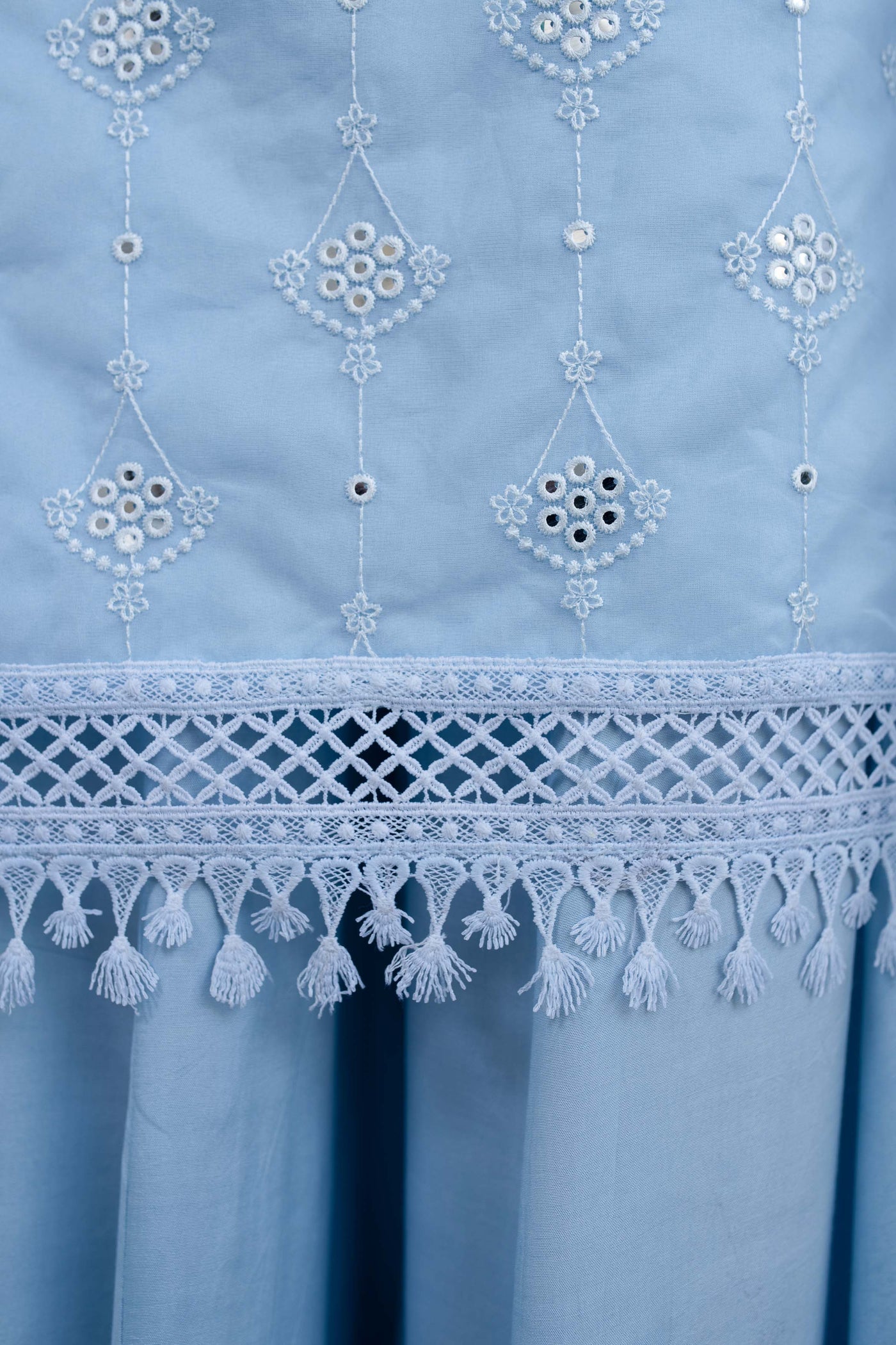 Women's Light Blue Organza Kurta With Palazzo And Dupatta (3 Pc Set)