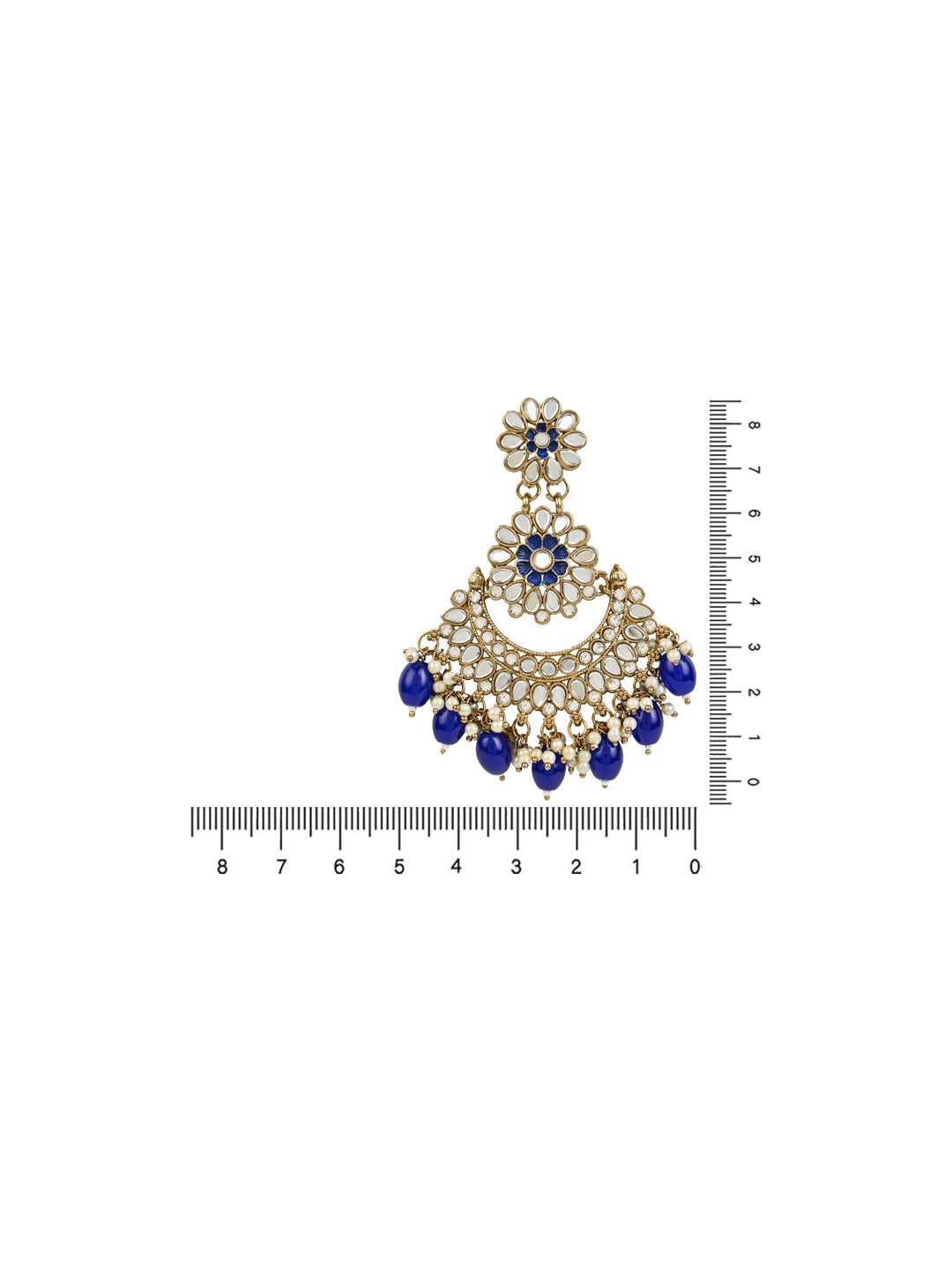 Women's I Jewels 18K Gold Plated Traditional Meenakari Kundan & Stone Studded Chandbali Earrings (E2948Bl)