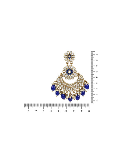 Women's I Jewels 18K Gold Plated Traditional Meenakari Kundan & Stone Studded Chandbali Earrings (E2948Bl)