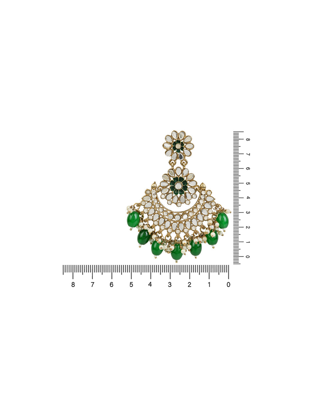 Women's I Jewels 18K Gold Plated Traditional Meenakari Kundan & Stone Studded Chandbali Earrings (E2948G)