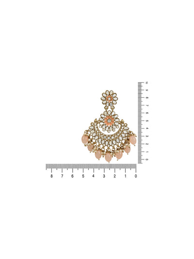Women's I Jewels 18K Gold Plated Traditional Meenakari Kundan & Stone Studded Chandbali Earrings (E2948Pe)