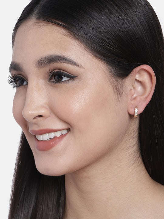 Women's I Jewels Valentine'S Special Rose Gold-Plated Ad Stone Contemporary Studs Earrings (E2970)