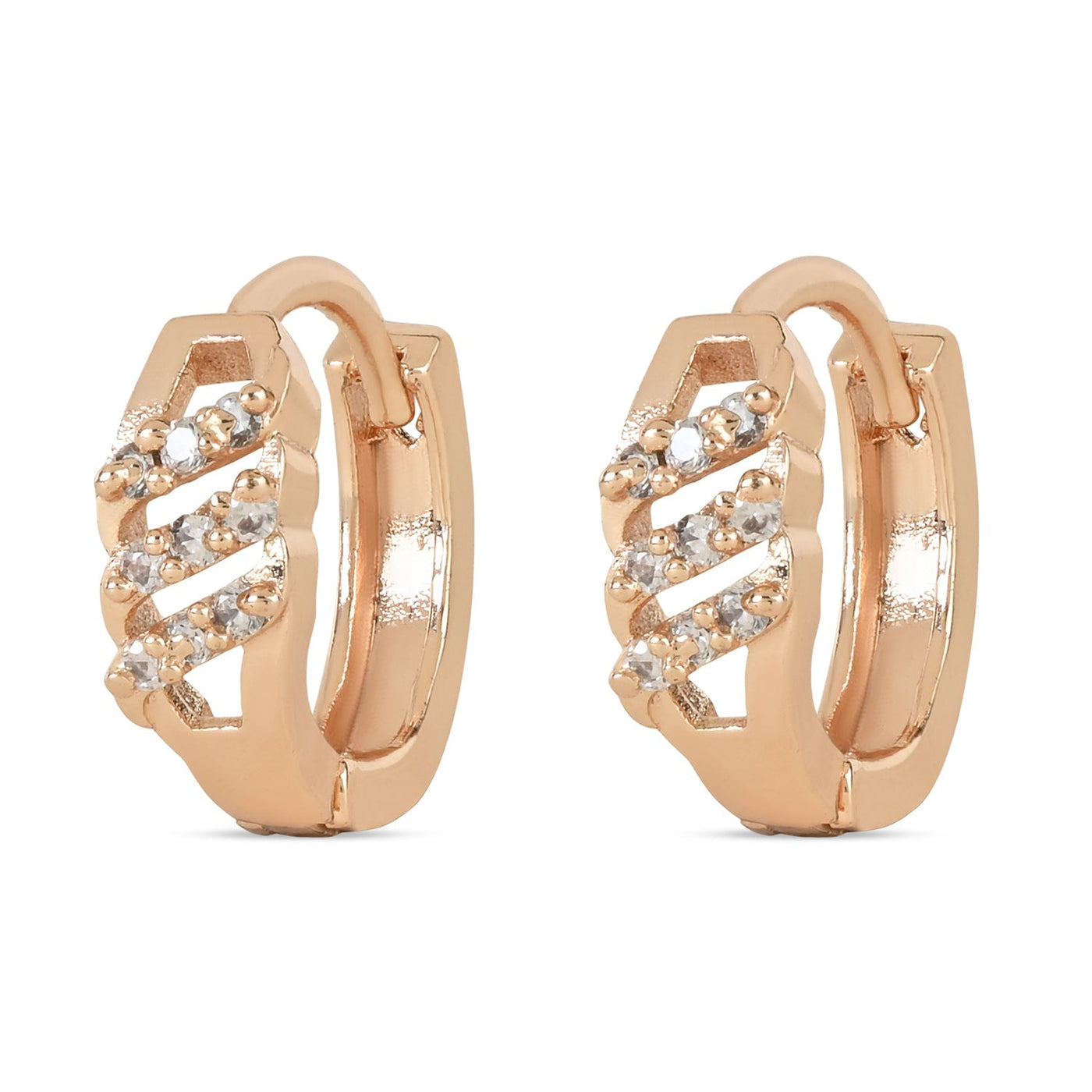 Women's I Jewels Valentine'S Special Rose Gold-Plated Ad Stone Contemporary Studs Earrings (E2970)