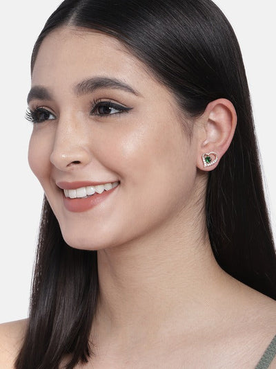 Women's I Jewels Valentine'S Special Rose Gold-Plated Heart Shaped Studs (E2972G)