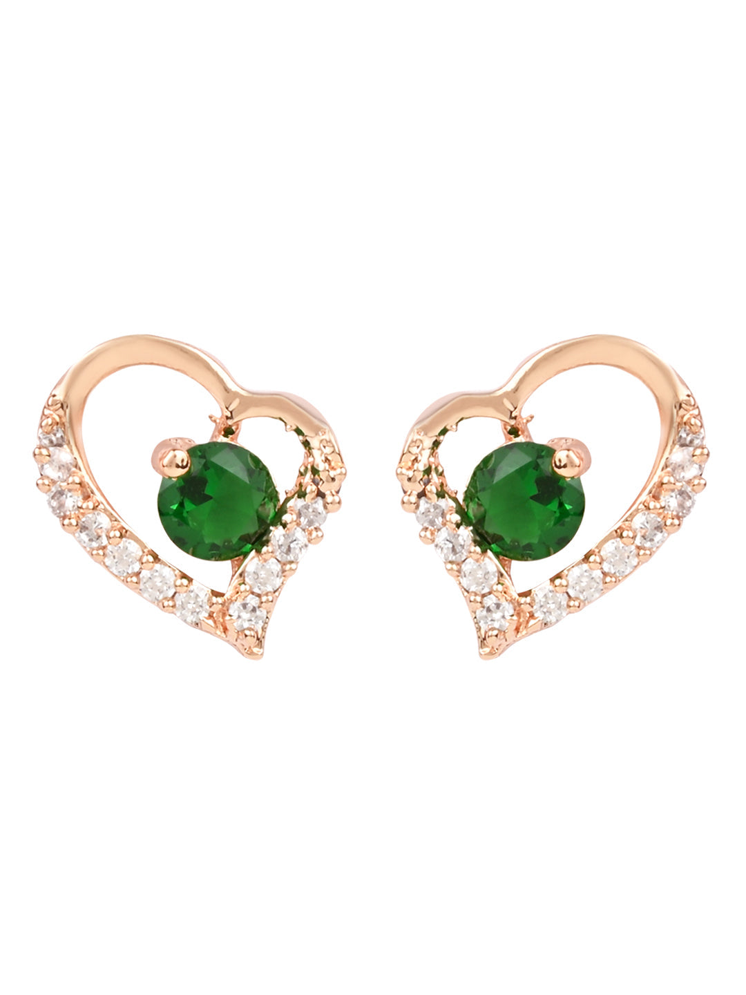 Women's I Jewels Valentine'S Special Rose Gold-Plated Heart Shaped Studs (E2972G)