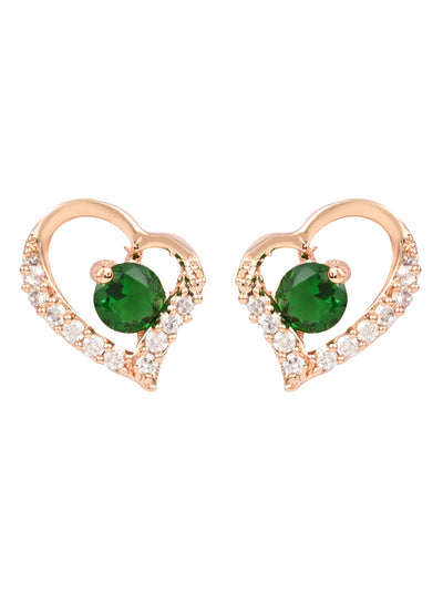 Women's I Jewels Valentine'S Special Rose Gold-Plated Heart Shaped Studs (E2972G)