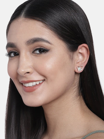 Women's I Jewels Valentine'S Special Rose Gold-Plated Heart Shaped Studs (E2972Min)
