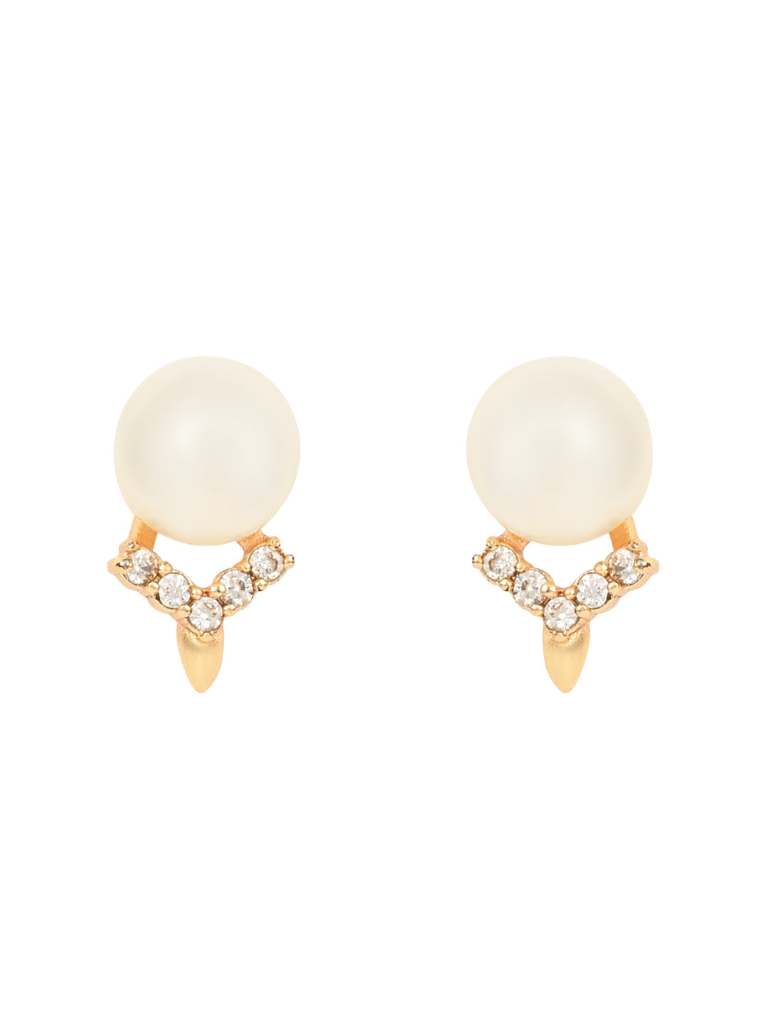 Women's I Jewels Valentine'S Special Rose Gold -Plated & White Contemporary Studs Earrings (E2973)