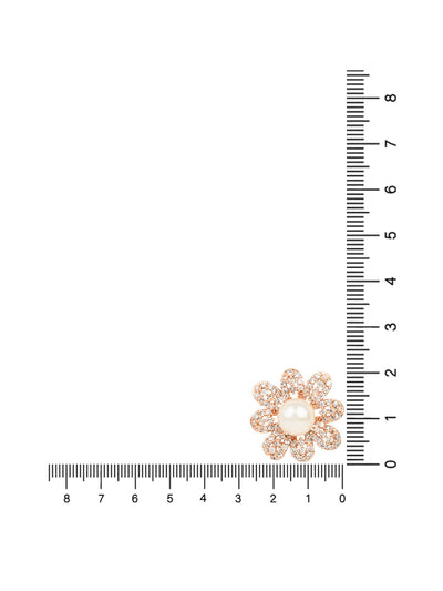 Women's I Jewels Valentine'S Special Rose Gold-Plated & White Floral Studs Earrings (E2974)